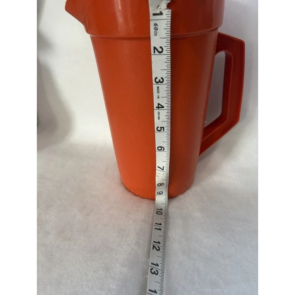Vintage Tupperware Harvest Orange Pitcher With A Push-Button Lid Two Quart